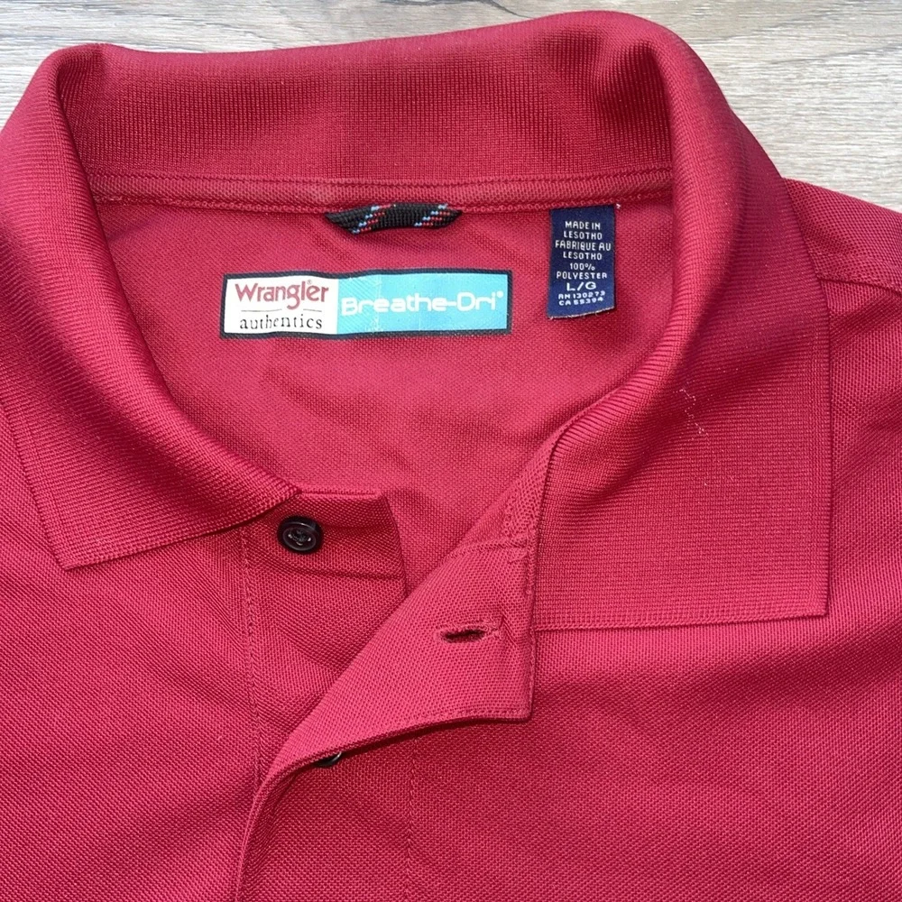 Men's Red Wrangler Breathe Dry Wicking Technology Polo Size L Golf Casual